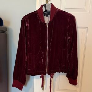 J.Crew Burgundy Velvet Bomber Jacket M